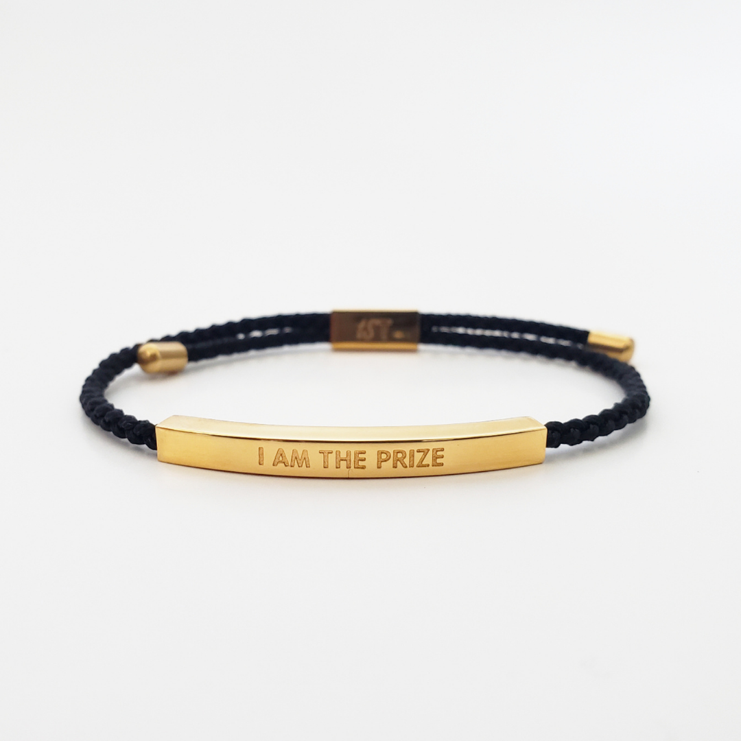 I am the prize 18k gold plated stainless steel adjustable rope bracelet
