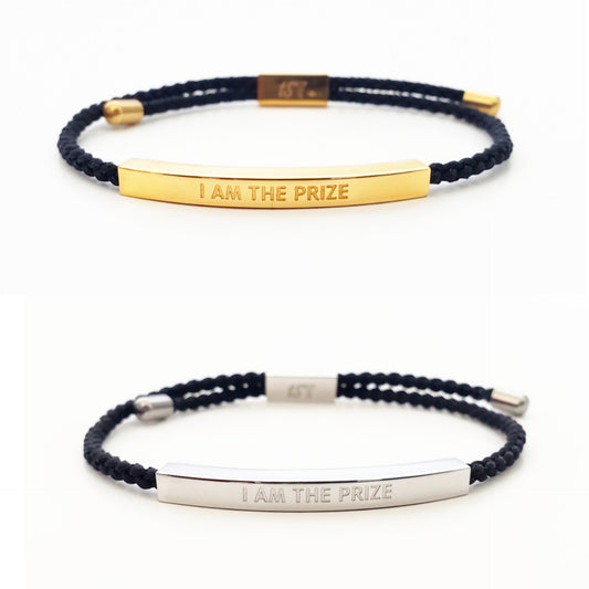 I am the prize stainless steel and 18k gold plated stainless steel adjustable rope bracelet